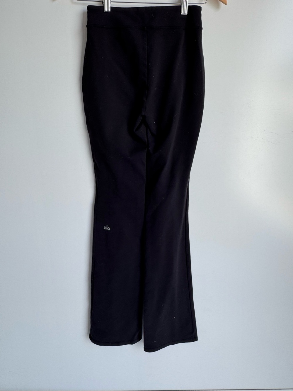 Alo Yoga High-Waist Zip It Flare Leggings black small high-rise fit split-hem - Picture 2 of 8